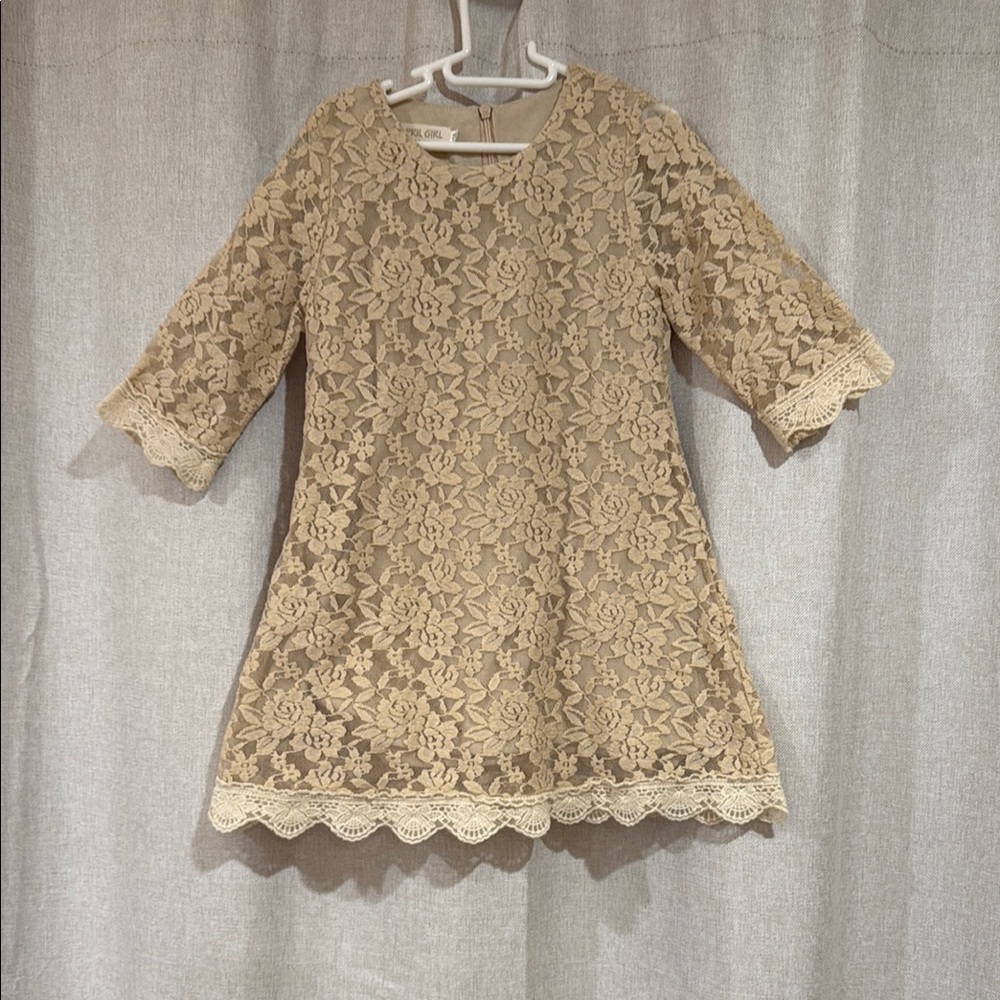 Elegant Lace Kids Dress in Cream